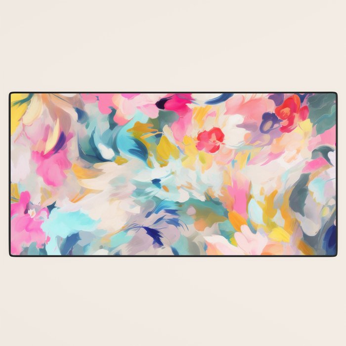 Colorful Abstract Design Rainbow Bold Bright Flowers Desk Mat Gallery Image 3