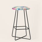 Colorful Abstract Design Rainbow Bold Bright Flowers Stool Gallery Image 1