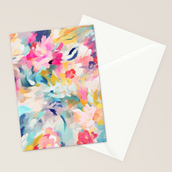 Colorful Abstract Design Rainbow Bold Bright Flowers Stationery Card Gallery Image 2