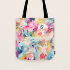 Colorful Abstract Design Rainbow Bold Bright Flowers Tote Bag Gallery Image 1
