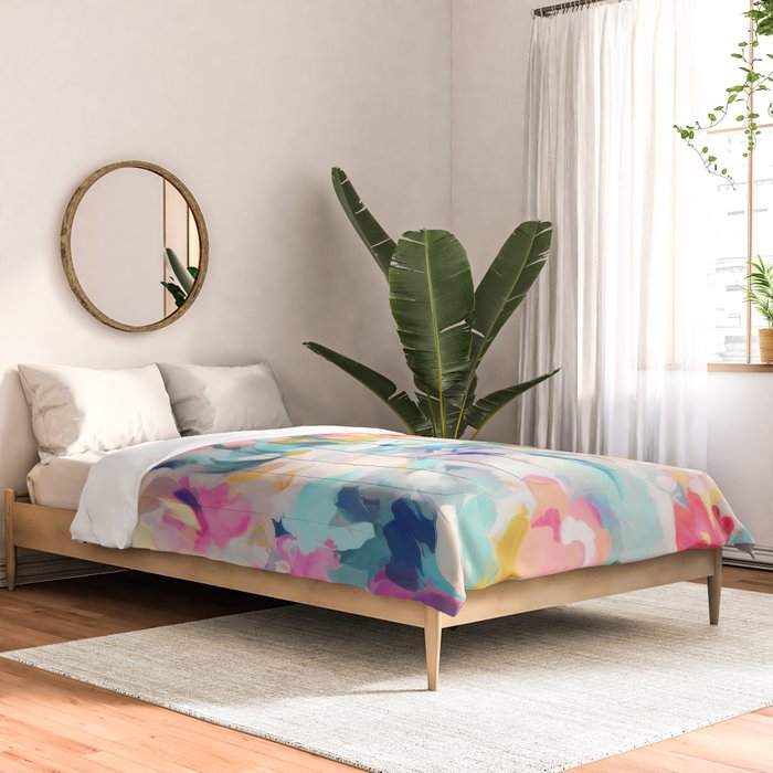 Colorful Abstract Design Rainbow Bold Bright Flowers Comforter Gallery Image 2