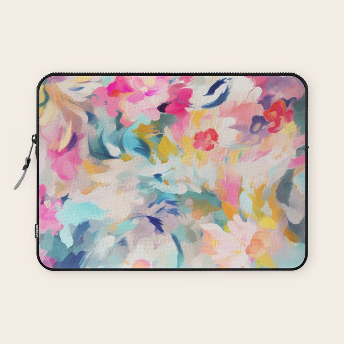 Colorful Abstract Design Rainbow Bold Bright Flowers Laptop Sleeve Gallery Image 1