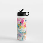 Colorful Abstract Design Rainbow Bold Bright Flowers Water Bottle Gallery Image 1