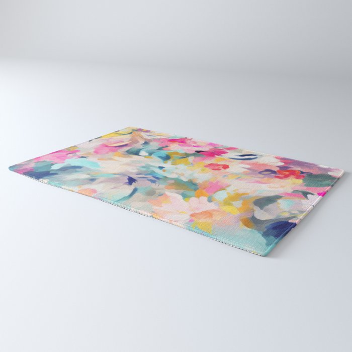 Colorful Abstract Design Rainbow Bold Bright Flowers Rug Gallery Image 3