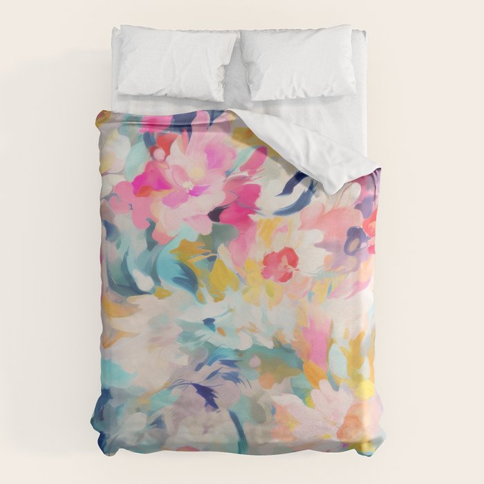 Colorful Abstract Design Rainbow Bold Bright Flowers Duvet Cover Gallery Image 6