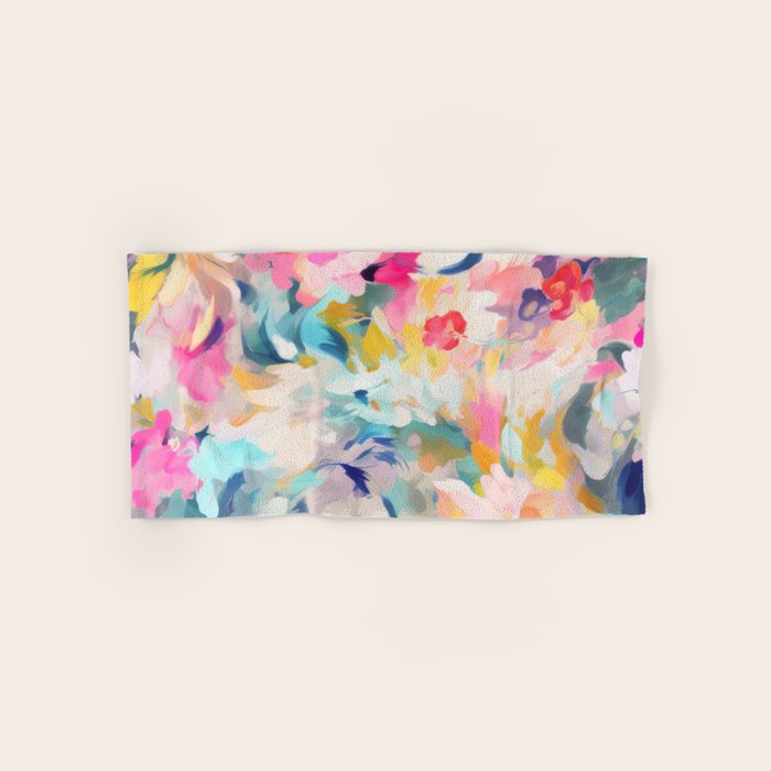 Colorful Abstract Design Rainbow Bold Bright Flowers Bath Towel Gallery Image 1