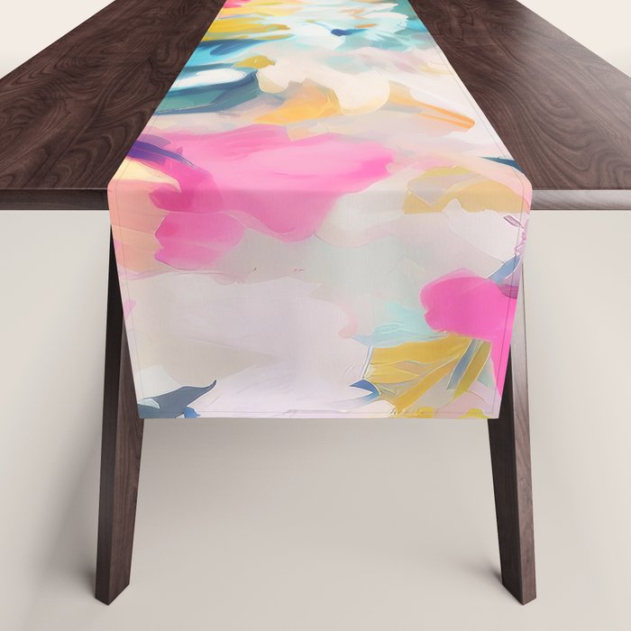 Colorful Abstract Design Rainbow Bold Bright Flowers Table Runner Gallery Image 1