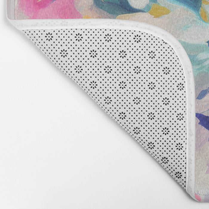 Colorful Abstract Design Rainbow Bold Bright Flowers Bath Mat Gallery Image 2