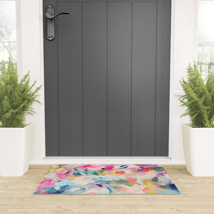 Colorful Abstract Design Rainbow Bold Bright Flowers Welcome Mat Gallery Image 3