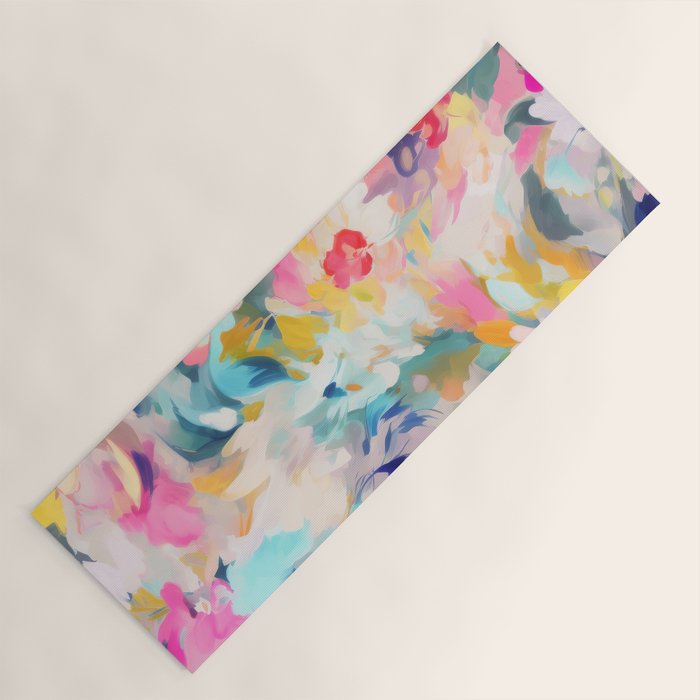 Colorful Abstract Design Rainbow Bold Bright Flowers Yoga Mat Gallery Image 1