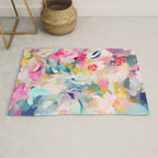 Colorful Abstract Design Rainbow Bold Bright Flowers Rug Gallery Image 1