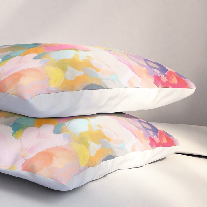 Colorful Abstract Design Rainbow Bold Bright Flowers Pillow Sham Gallery Image 3