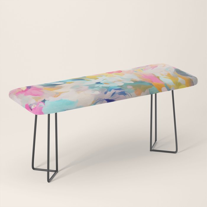 Colorful Abstract Design Rainbow Bold Bright Flowers Bench Gallery Image 1