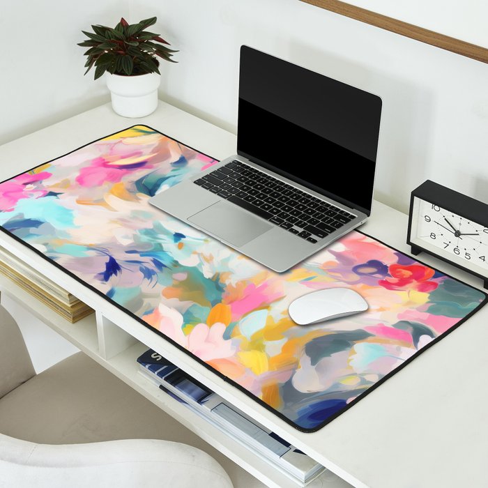 Colorful Abstract Design Rainbow Bold Bright Flowers Desk Mat Gallery Image 2