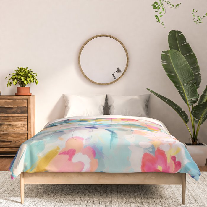 Colorful Abstract Design Rainbow Bold Bright Flowers Comforter Gallery Image 3
