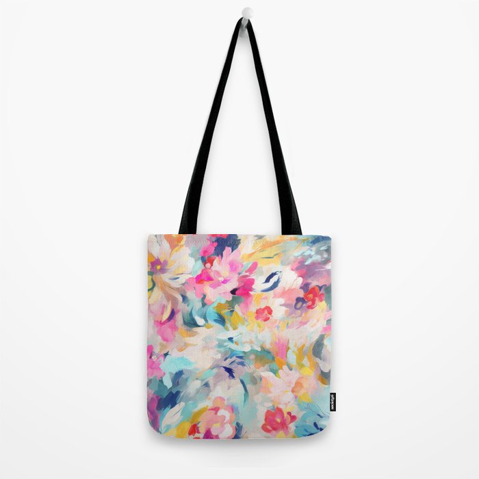Colorful Abstract Design Rainbow Bold Bright Flowers Tote Bag Gallery Image 2
