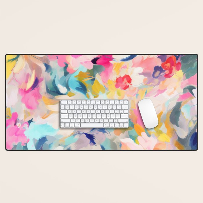 Colorful Abstract Design Rainbow Bold Bright Flowers Desk Mat Gallery Image 1