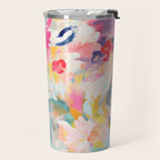 Colorful Abstract Design Rainbow Bold Bright Flowers Travel Mug Gallery Image 2