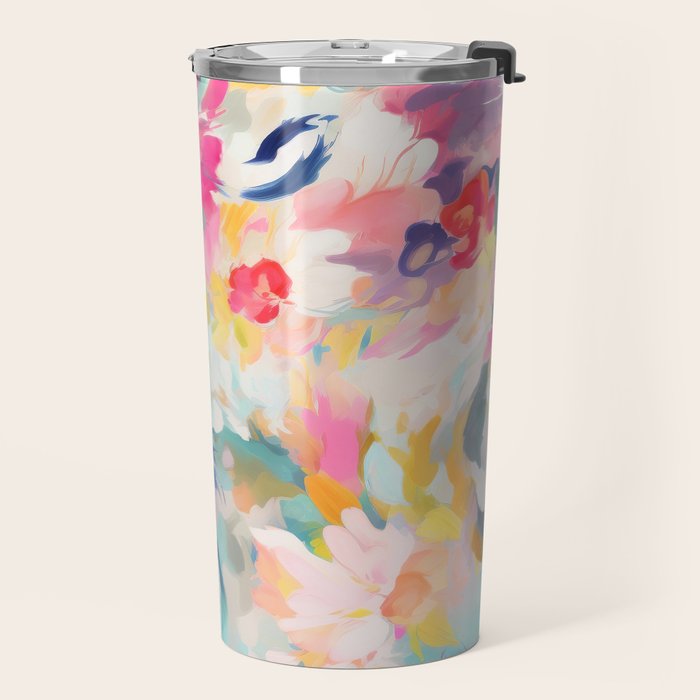 Colorful Abstract Design Rainbow Bold Bright Flowers Travel Mug Gallery Image 2