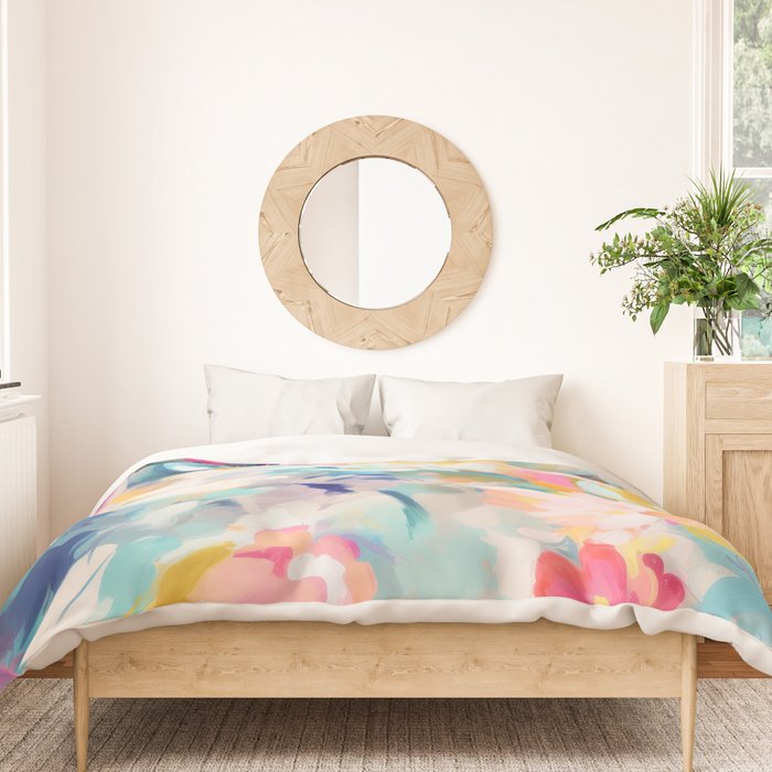 Colorful Abstract Design Rainbow Bold Bright Flowers Duvet Cover Gallery Image 3