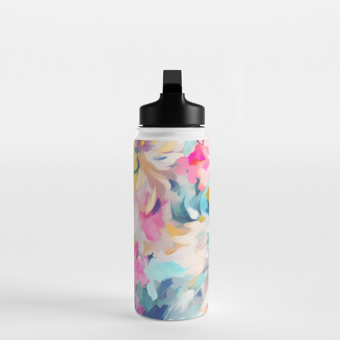 Colorful Abstract Design Rainbow Bold Bright Flowers Water Bottle Gallery Image 3