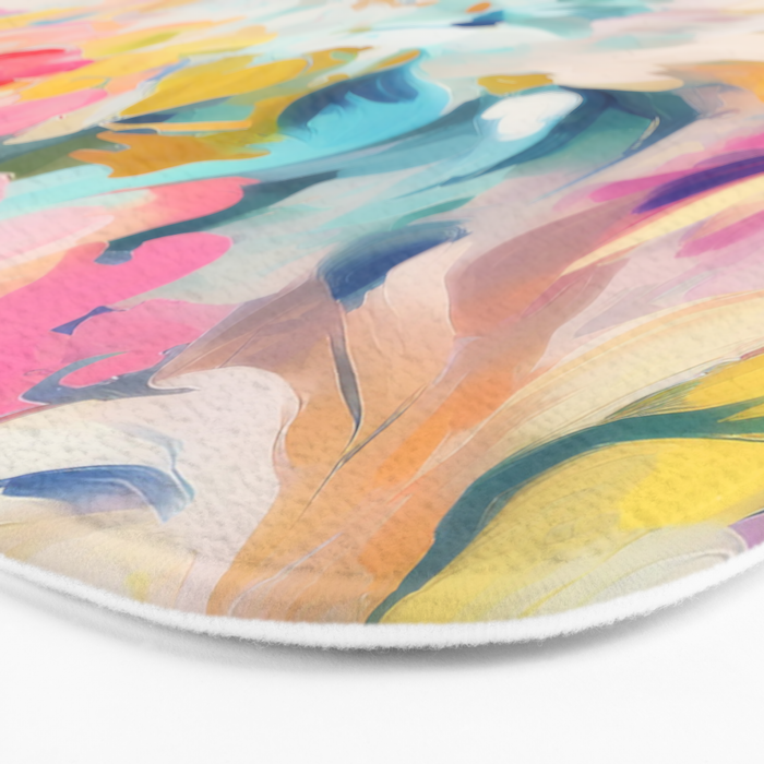 Colorful Abstract Design Rainbow Bold Bright Flowers Bath Mat Gallery Image 3