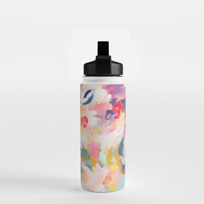 Colorful Abstract Design Rainbow Bold Bright Flowers Water Bottle Gallery Image 2