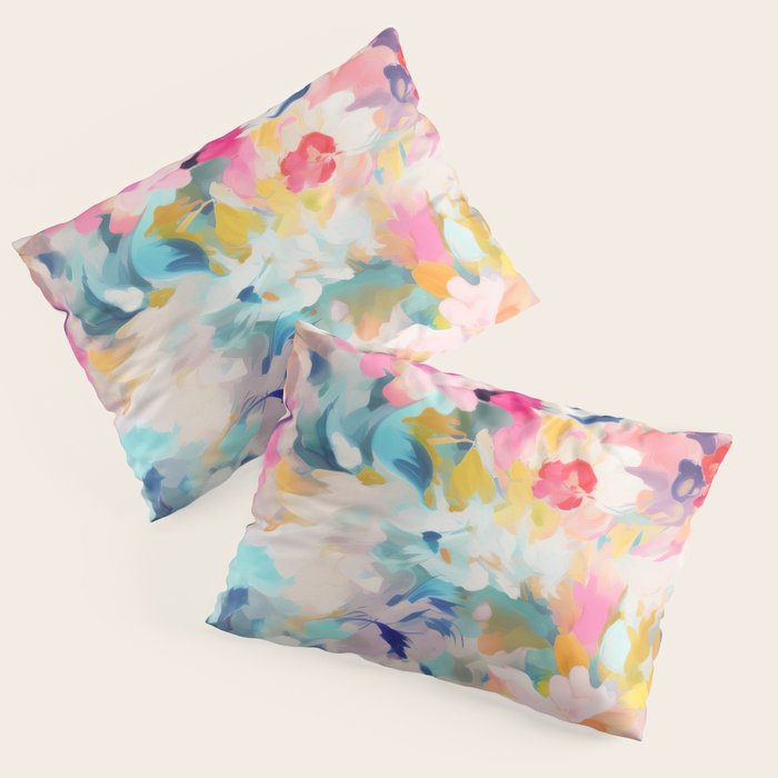 Colorful Abstract Design Rainbow Bold Bright Flowers Pillow Sham Gallery Image 3