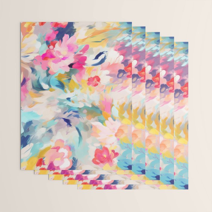 Colorful Abstract Design Rainbow Bold Bright Flowers Wrapping Paper Gallery Image 3