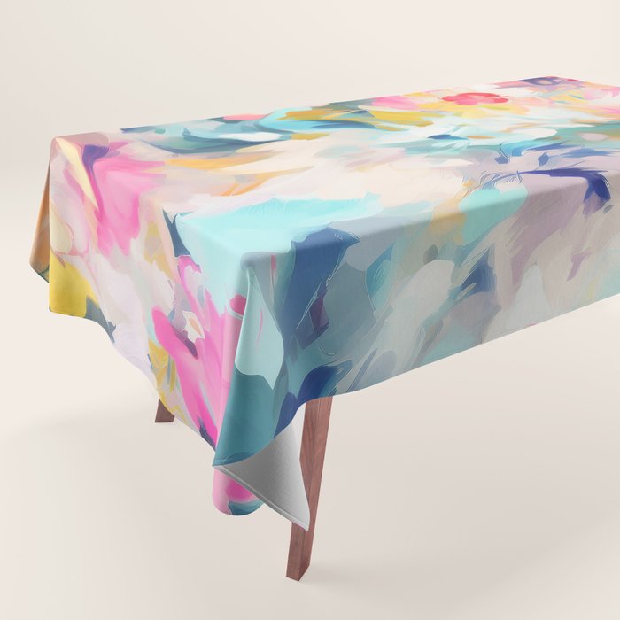 Colorful Abstract Design Rainbow Bold Bright Flowers Tablecloth Gallery Image 1