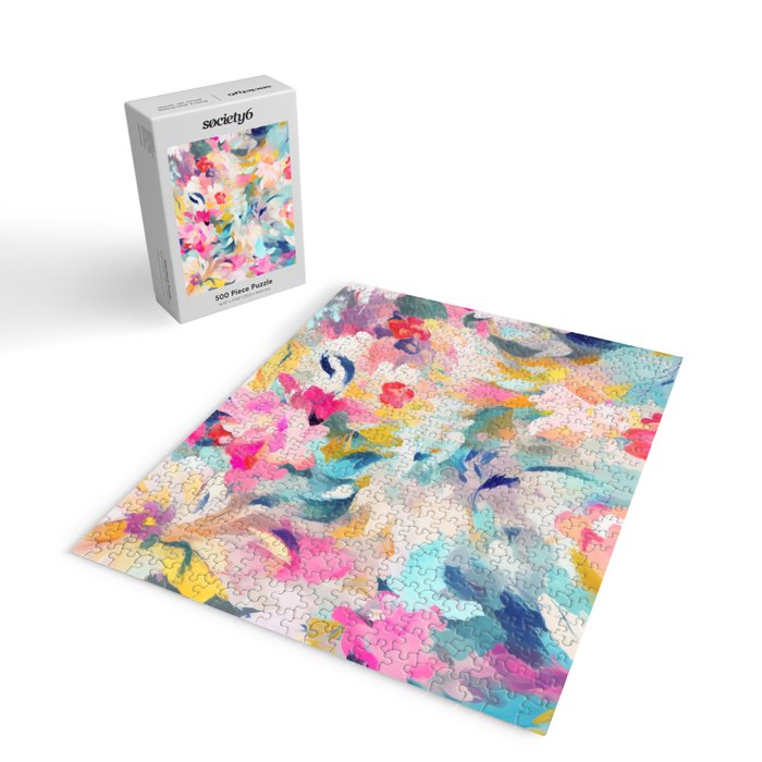 Colorful Abstract Design Rainbow Bold Bright Flowers Jigsaw Puzzle Gallery Image 2
