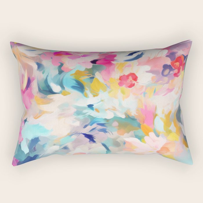 Colorful Abstract Design Rainbow Bold Bright Flowers Rectangular Pillow Gallery Image 2
