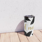 Get Naked Funny, Tropical Palm, Black, White and Gold Travel Mug Gallery Image 4