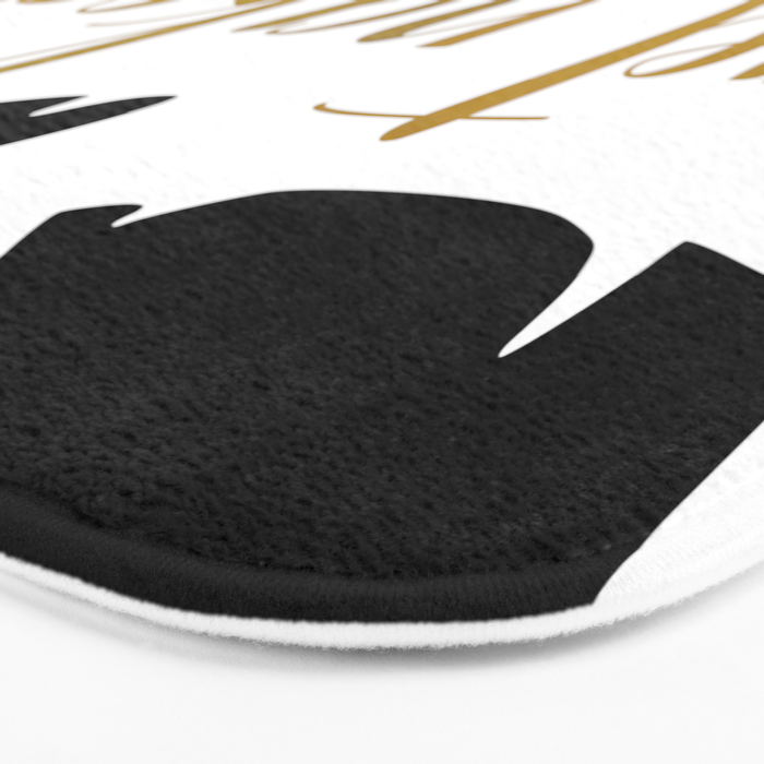Get Naked Funny, Tropical Palm, Black, White and Gold Bath Mat Gallery Image 3