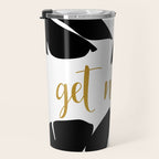 Get Naked Funny, Tropical Palm, Black, White and Gold Travel Mug Gallery Image 3