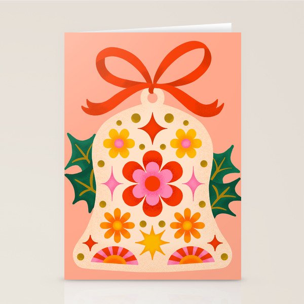 Retro Christmas Sleigh Bell Stationery Card Gallery Image 1