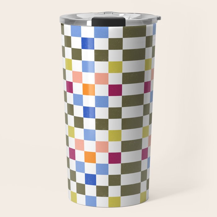 Colorful Mod Checkerboard Travel Mug Gallery Image 1