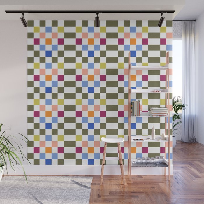 Colorful Mod Checkerboard Wall Mural Gallery Image 1