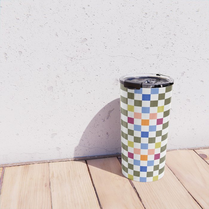 Colorful Mod Checkerboard Travel Mug Gallery Image 4