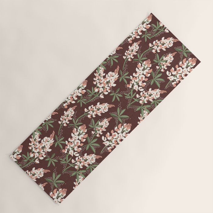 Bluebonnet Floral Brown Peach Multi Yoga Mat Gallery Image 1