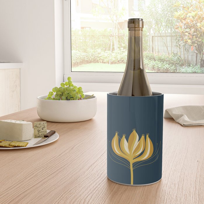  Fleur Exotique - Floral Minimalism in Mustard and Navy  Wine Chiller Gallery Image 4