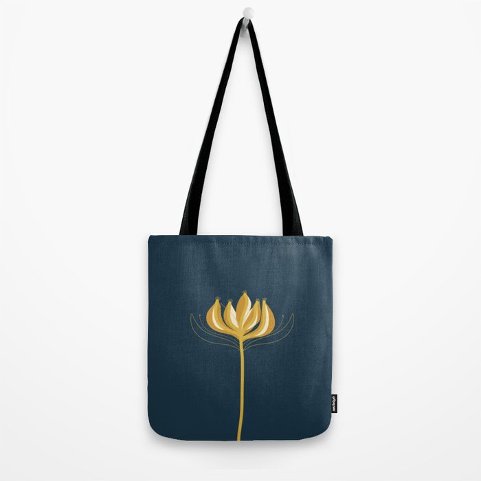  Fleur Exotique - Floral Minimalism in Mustard and Navy  Tote Bag Gallery Image 2