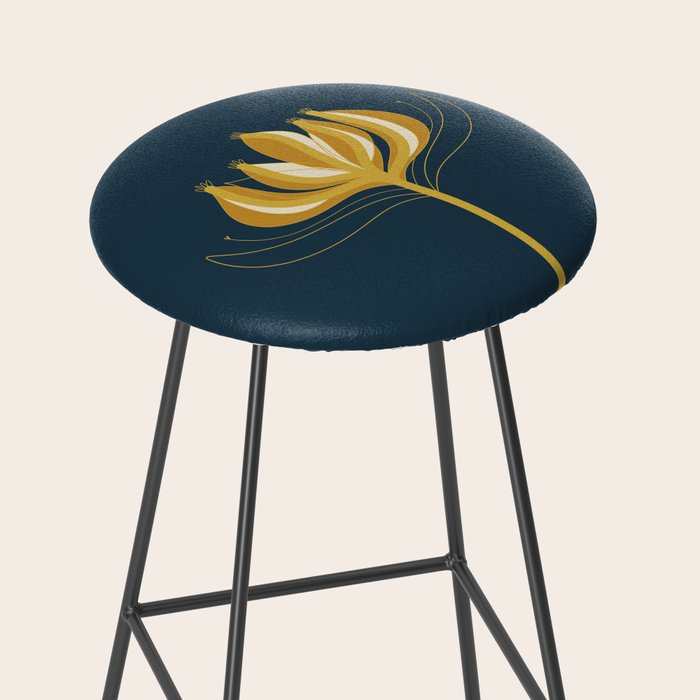  Fleur Exotique - Floral Minimalism in Mustard and Navy  Stool Gallery Image 2