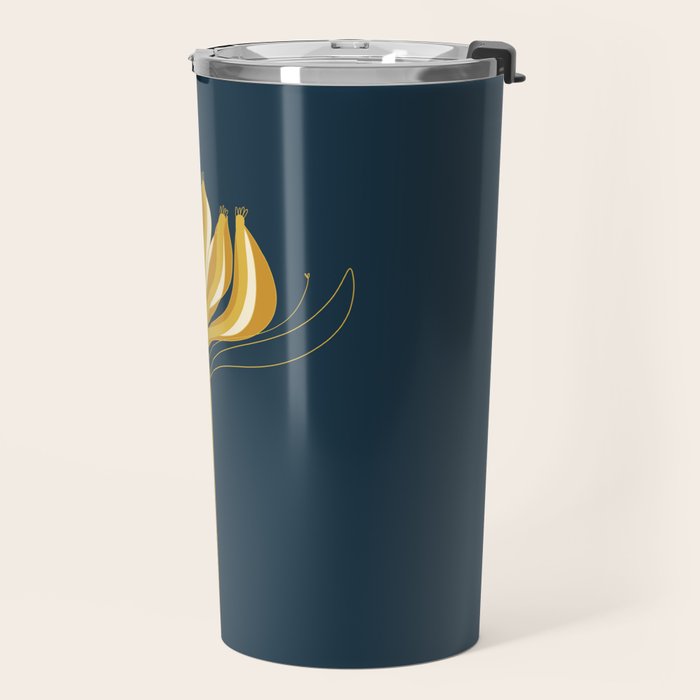  Fleur Exotique - Floral Minimalism in Mustard and Navy  Travel Mug Gallery Image 2