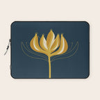  Fleur Exotique - Floral Minimalism in Mustard and Navy  Laptop Sleeve Gallery Image 1