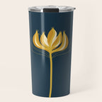  Fleur Exotique - Floral Minimalism in Mustard and Navy  Travel Mug Gallery Image 1