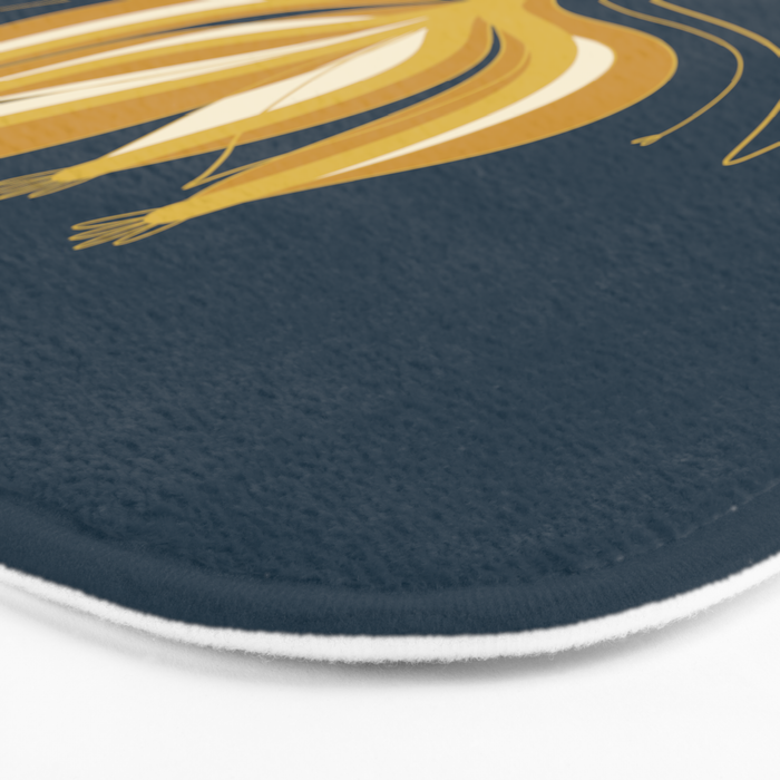  Fleur Exotique - Floral Minimalism in Mustard and Navy  Bath Mat Gallery Image 3