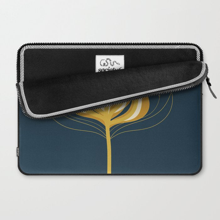 Fleur Exotique - Floral Minimalism in Mustard and Navy  Laptop Sleeve Gallery Image 2