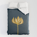  Fleur Exotique - Floral Minimalism in Mustard and Navy  Comforter Gallery Image 6