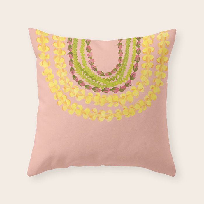 Lei Drape Puakenikeni Pakalana Lokelani Throw Pillow Gallery Image 6
